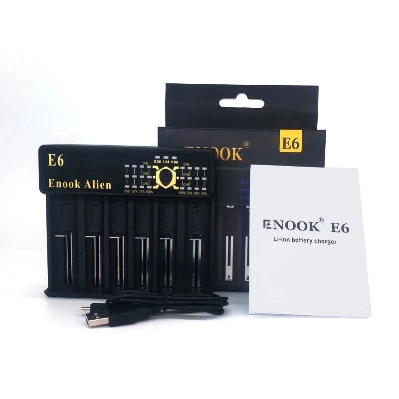 2A 6 Chargeur de batterie au lithium-ion à fente 18650/26650/18350/18490/18500