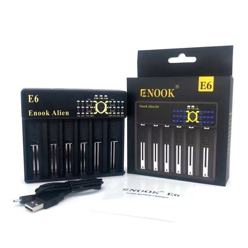2A 6 Chargeur de batterie au lithium-ion à fente 18650/26650/18350/18490/18500