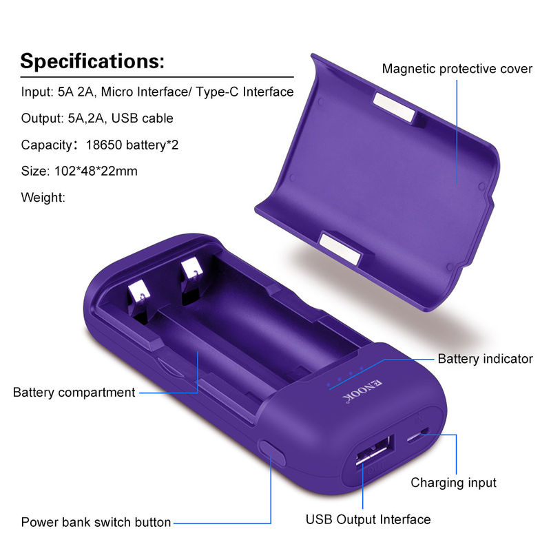18650 21700 Chargeur de batterie au lithium-ion Charge rapide Type C Entrée et sortie