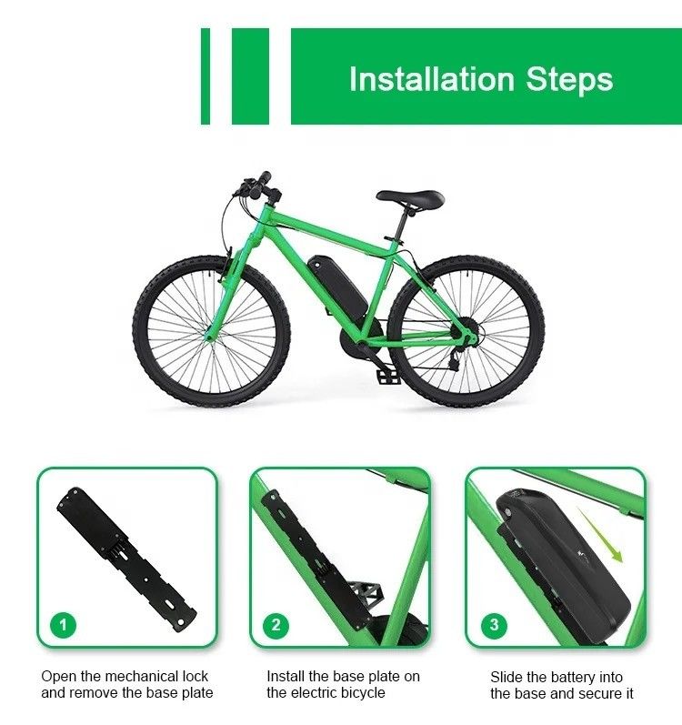 10h 13h 15h 20h 25h 1000w 36v 48v 24v Lithium Hailong Ion Bafang électrique vélo électrique Pack de vélo noir batterie au lithium