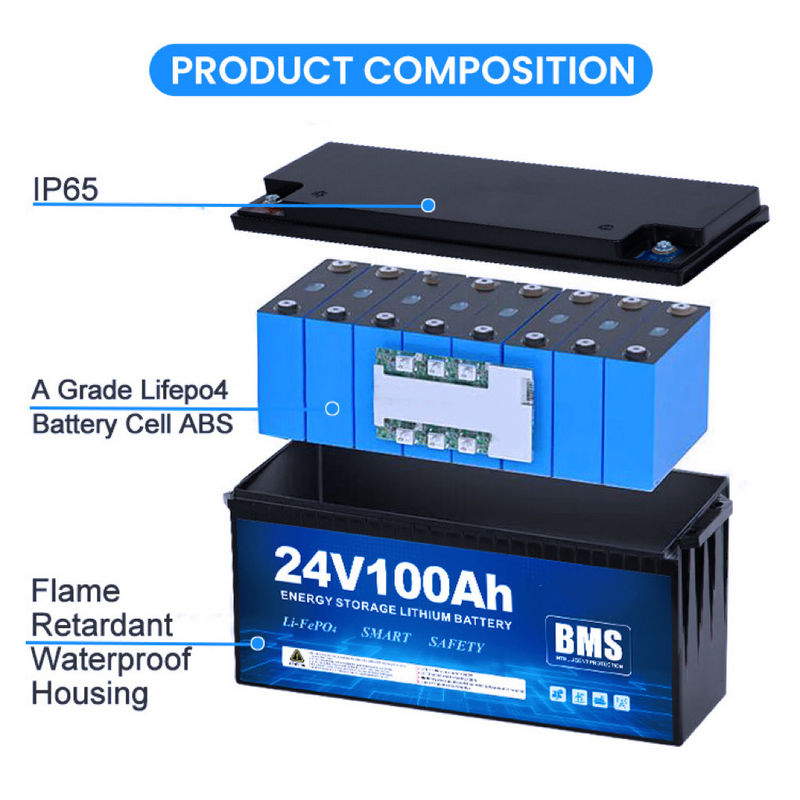 12V 100Ah batterie à ions de cycle profond 200Ah 24V batterie à ions de lithium pour camping-car RV bateau