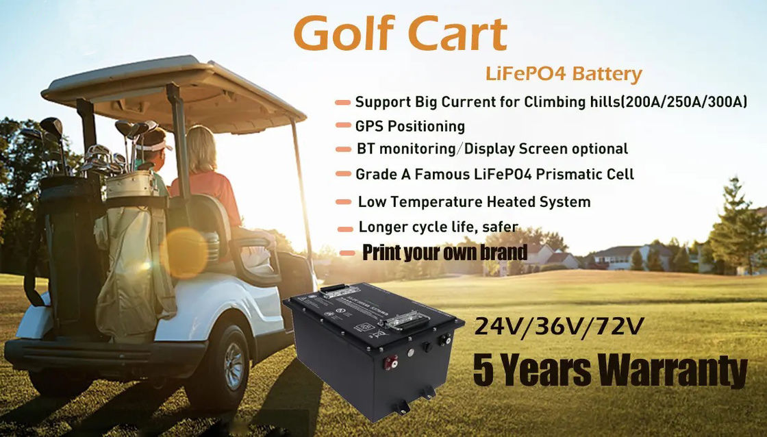 Batterie de recharge de chariot de golf 12.8v 24v 36v 48v 51.2v 72v 100AH Batterie au lithium-ion Lifepo4 avec logiciel intelligent BMS
