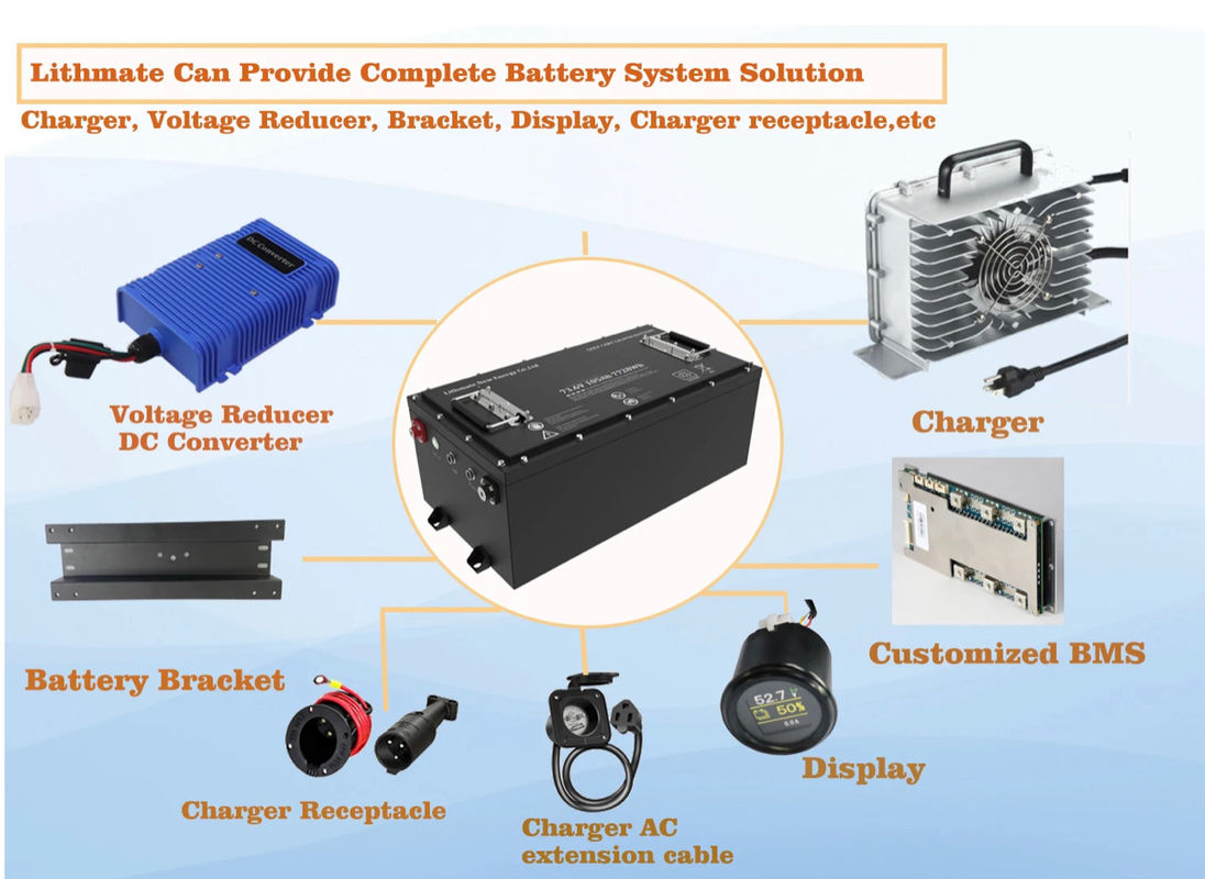 OEM ODM Rechargeable 36v 48v 72v 100ah 200ah 300ah Batterie au lithium-ion Lifepo4 Piles pour chariot de golf