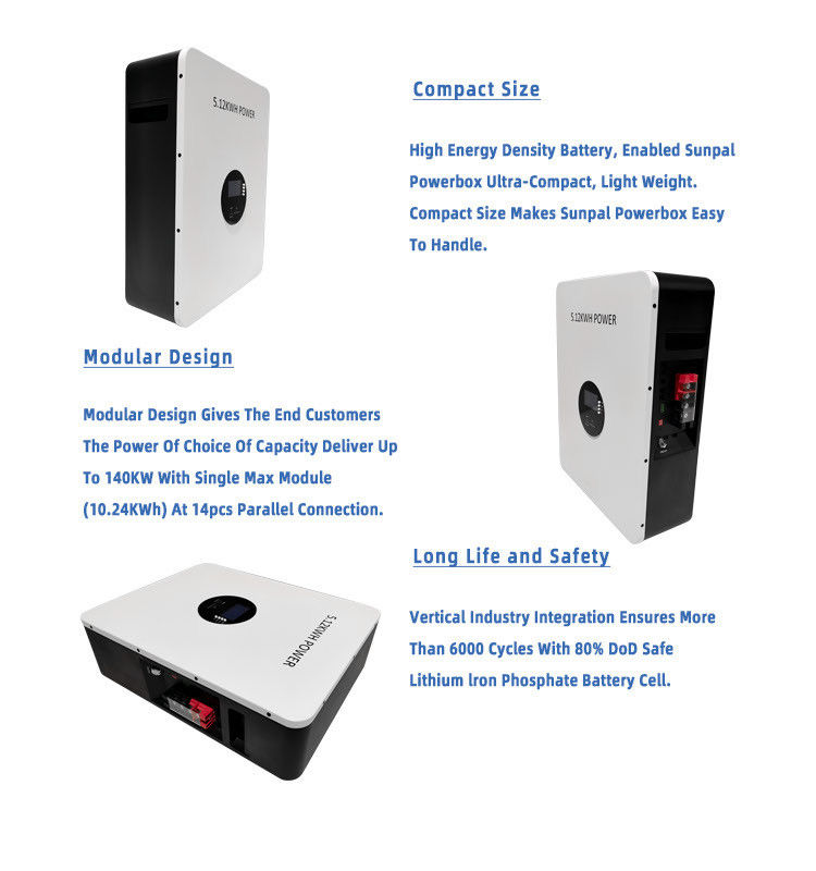 48v 51.2v 10 Kw 200ah Lithium Power Wall Lithium Solar Battery Powerwall Système hybride d'alimentation solaire