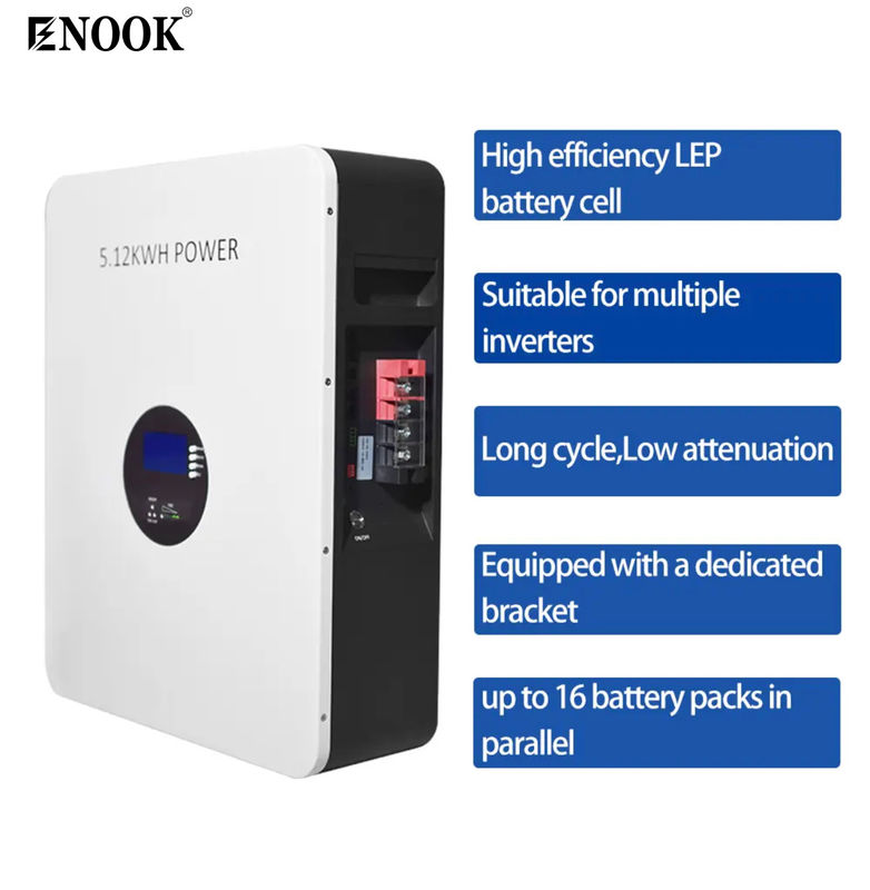 5.12kwh batterie unique LiFePO4 batterie de stockage d'énergie pour la maison avec IP20 grade de protection