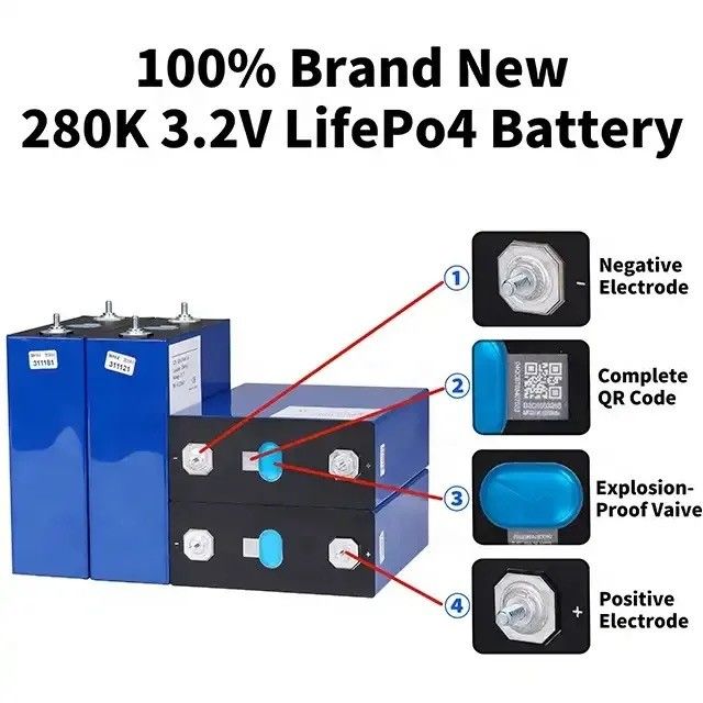 3.2V 100Ah 105Ah 200Ah 320Ah 280Ah Lifepo4 Batterie Cellule lithium-ion Pour PV / Système de stockage d'énergie à domicile