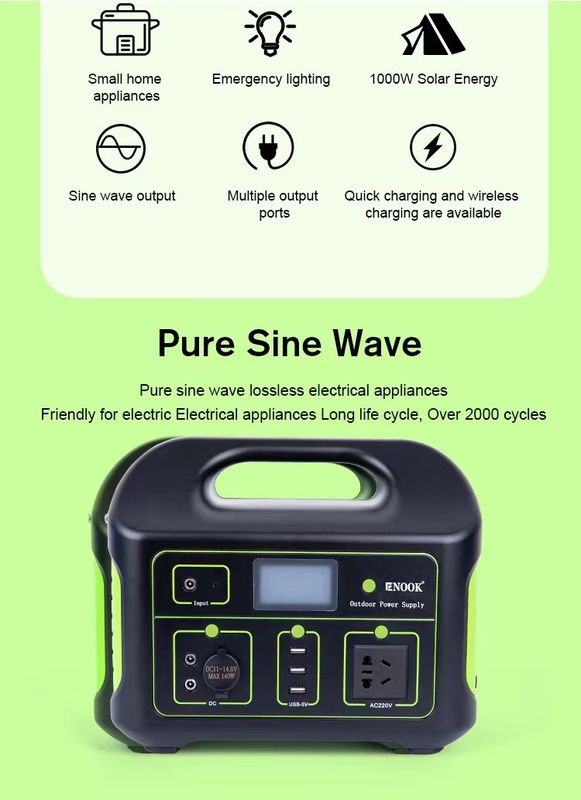 500Wh LiFePo4 batterie stockage d'énergie à domicile charge solaire centrale électrique portable 1000W